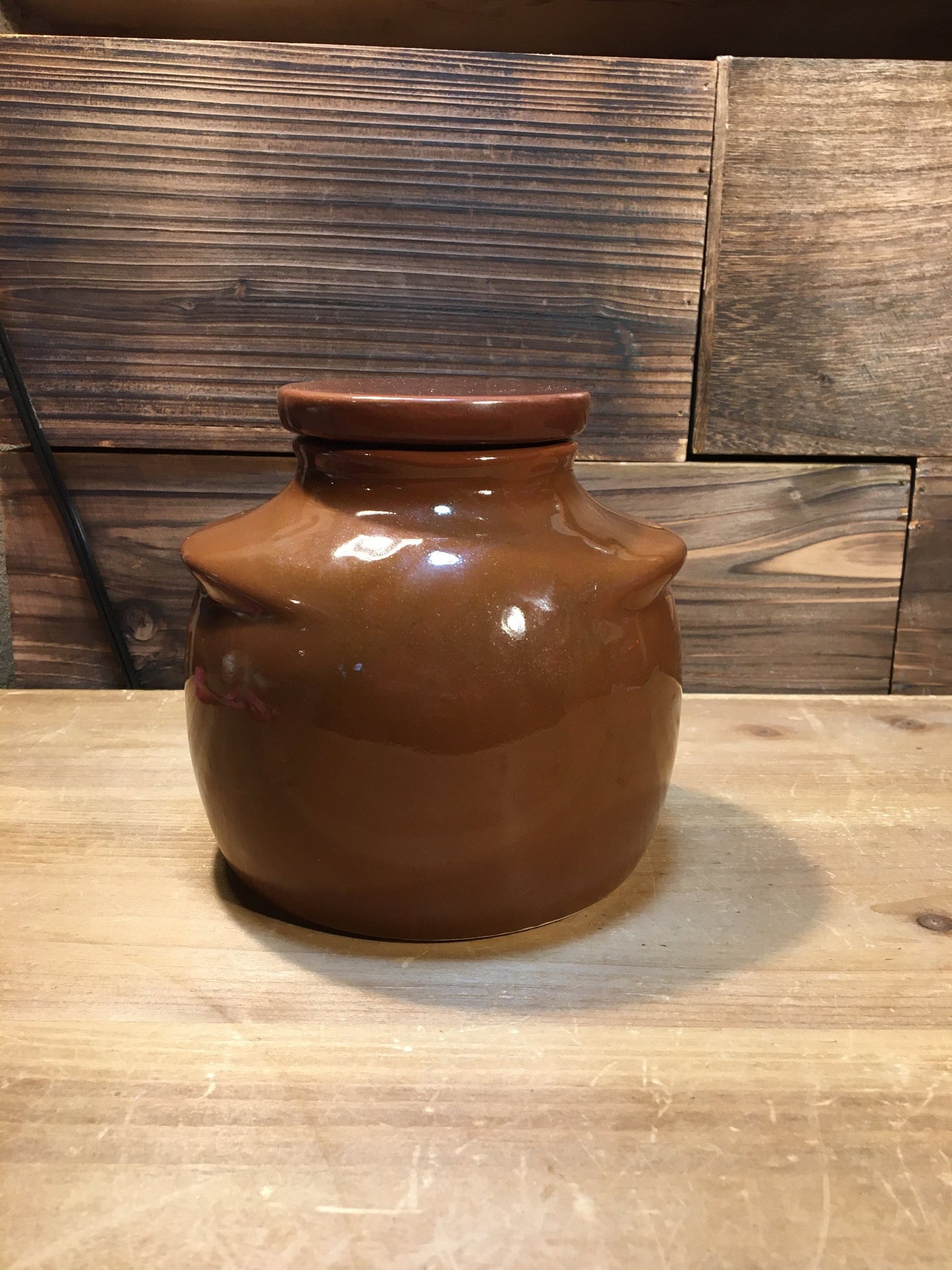 Vintage Kitchen - Mid Century Modern Cookie Jar - Boho Home Decor - Brown Ceramic “It’ll Do” - Stash Jar with Lid - Unique Gift Idea -