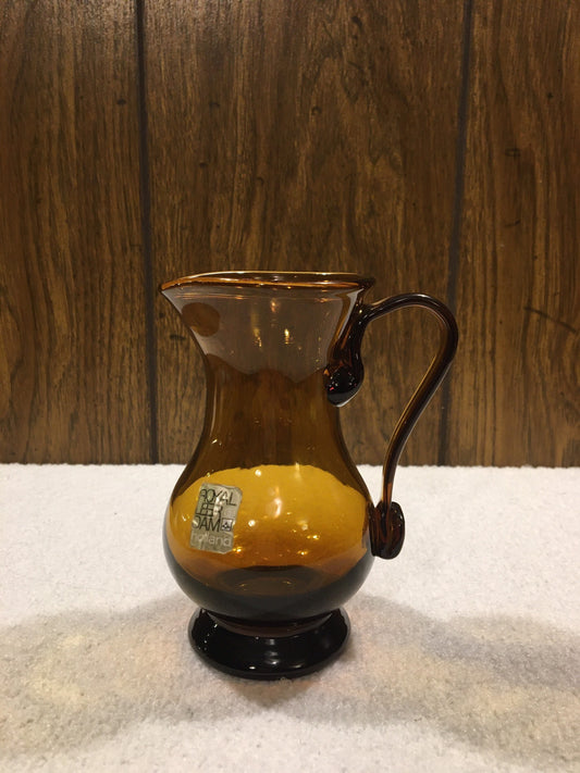 Vintage Glassware - Royal Leerdam - Amber Glass Pitcher - Small Handblown Vase - Made in Holland - Boho Home Decor