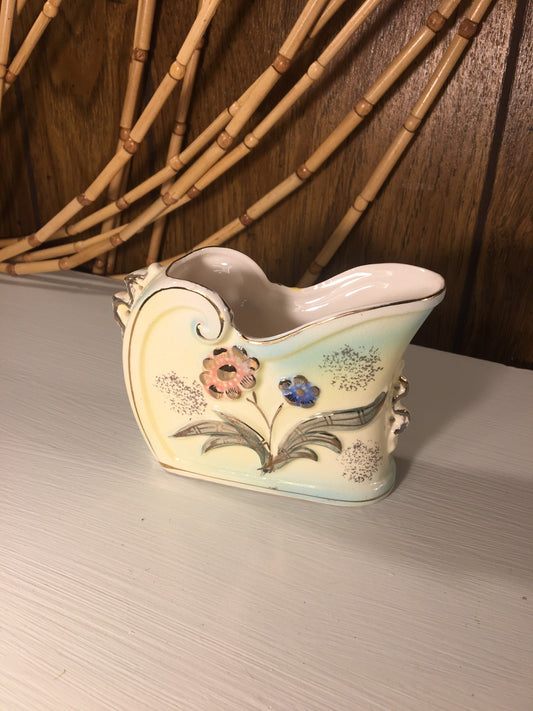 Vintage Home Decor - Vintage Vase - Pastel “Tie Dye” Finish with Floral Design and Silver Accents - Made in Japan - Unique Gift Idea