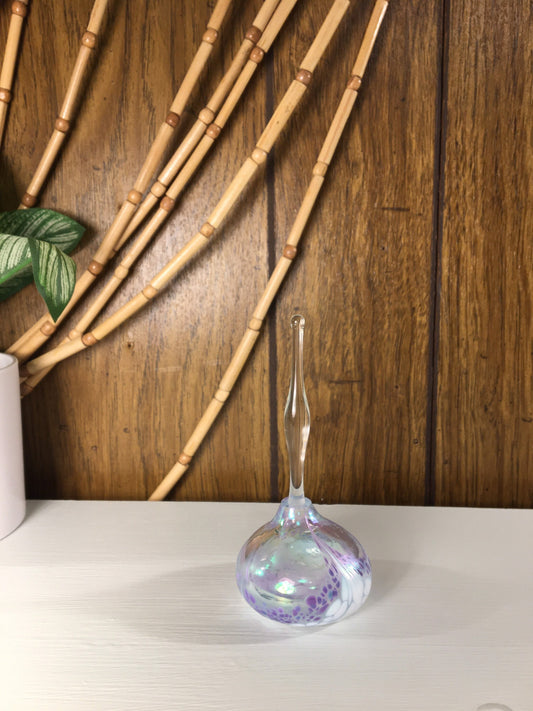Vintage Perfume Bottle - Iridescent White & Light Purple Crackle Finish Glass Bottle - Unique Gift Idea - Mother’s Day - Gift Idea for her