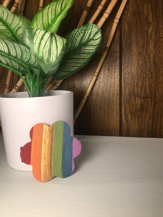 Magic and Color Co. - Rainbow Flower Hair Clip - Pride Flag Hair Accessories - Flower Shaped Barrette - Alligator Clip for Hair
