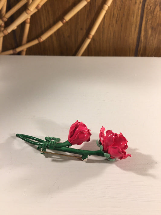 Vintage Hot Pink Lapel Pin   Flower Pin  1960’s Style  Valentine's Day Gift Idea For Her  Botanical Accessories  Spring Jewelry
