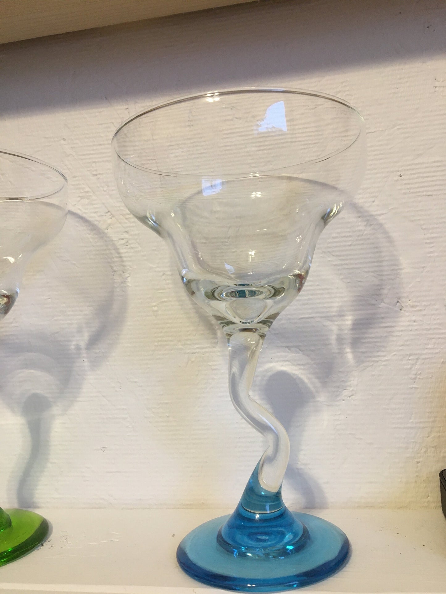 Set of 3 - Vintage Margarita Glasses with Bent Stems - Libbey Glassware