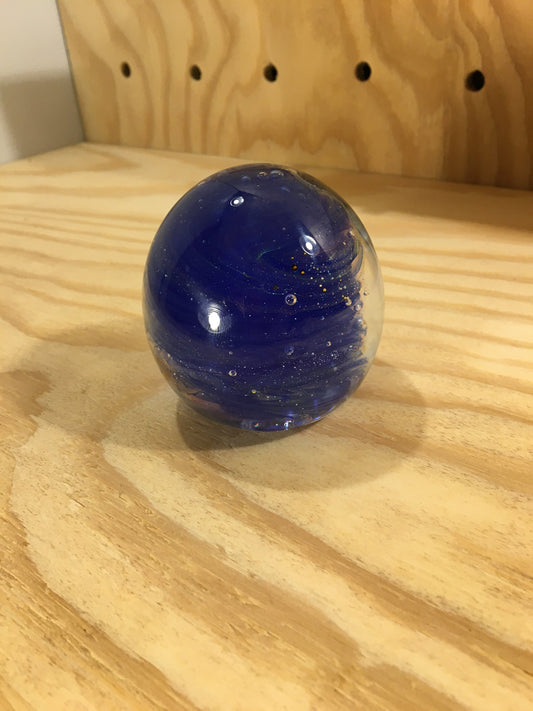 Vintage Home Decor - Blue Glass Paperweight - Kerry Glass Handmade in Ireland - Celestial Glass Decor - Unique Office Accessory