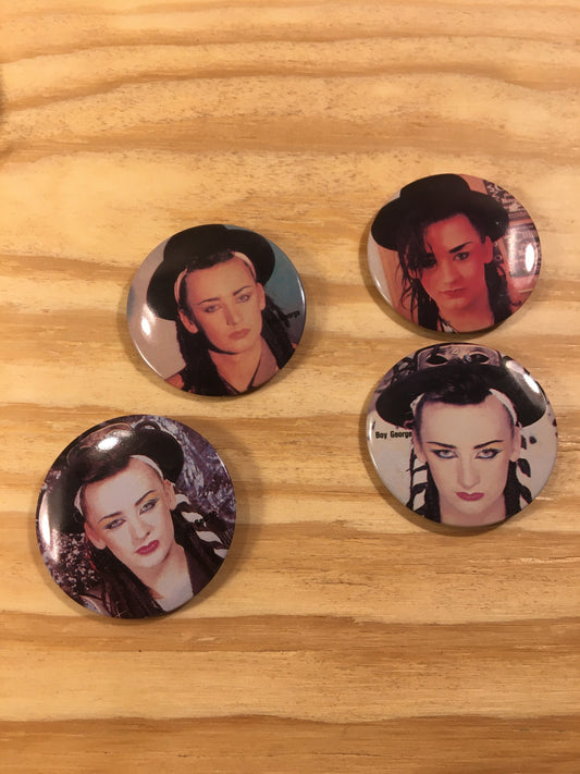 Vintage Band Pins - New Wave Pinback Button - Boy George Pin - Music Lover Gift Idea - Classic Rock Memorabilia - Culture Club - Set of 4