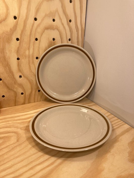 Set of 2 - Vintage Dinner Plates - MCM - Old Brook Collection Stoneware Plate - Stonecastle Pattern - Retro Kitchenware - 70s Serveware