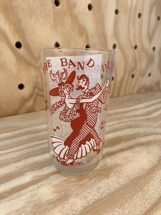 Vintage Glass - Hazel Atlas “The Band Played On” Novelty Music Drinking Cup - Vintage Barware - Gift for a Musician - 1950’s Novelty Gift