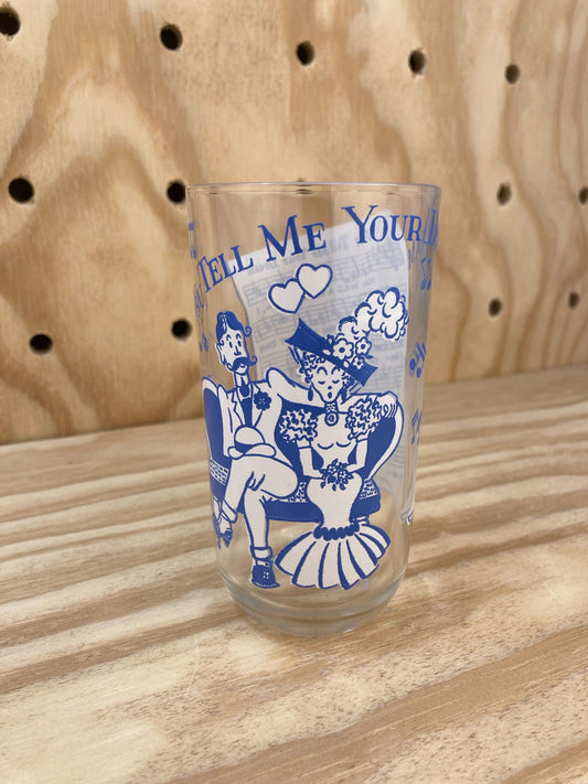 Vintage Glass - Hazel Atlas “You Tell Me Your Dream” Novelty Music Drinking Cup - Vintage Barware - Gift for  Musician - 1950’s Novelty Gift