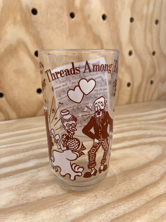 Vintage Glass - Hazel Atlas “Silver Threads Among The Gold” Music Drinking Cup - Vintage Barware - Gift for  Musician - 1950’s Novelty Gift