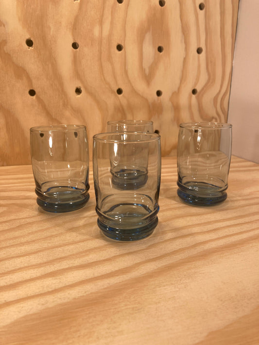 Set of 4 - Vintage Glassware - Light Blue Juice Glasses - Anchor Hocking Blue Glass Cups - Spring Style - Eclectic Kitchen - 5oz. Short Cups