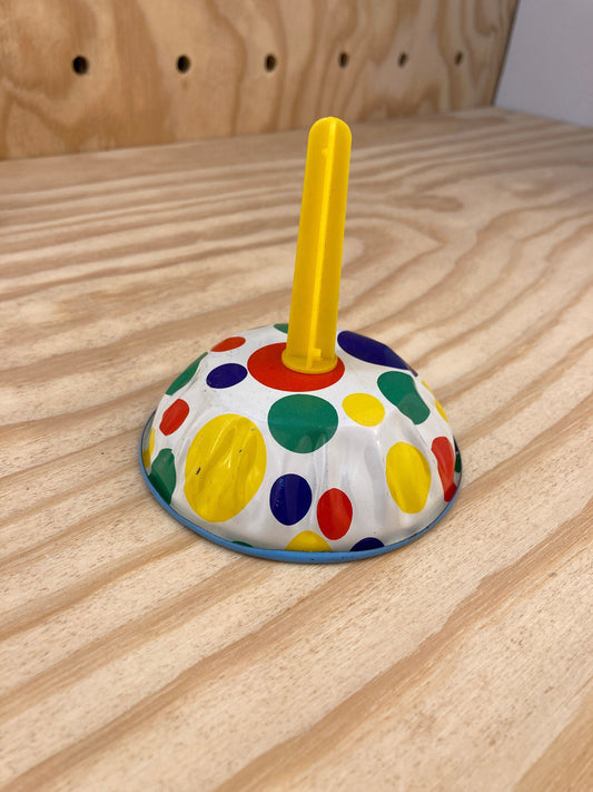 Vintage Tin Noise Maker - Retro Birthday Party Decor - Polka Dot Tin Bell - 1970’s Party Favor - Tin Litho Toy - Old Timer Novelty Gift
