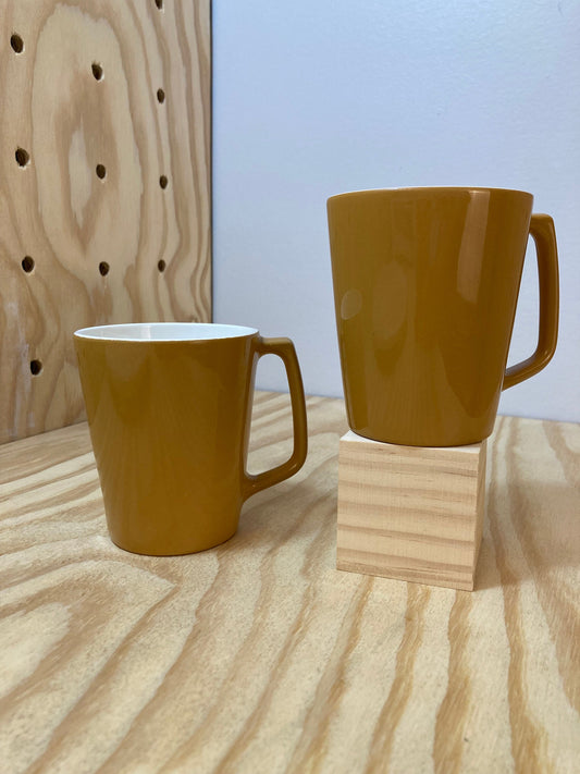 Set of 2 - Vintage Coffee Mugs - Centura By Corning - Mustard Yellow - Mid Century Modern Kitchen - Retro Cups