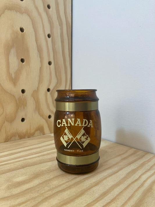 Vintage Souvenir Mug - Amber Glass with Wood Handle - Canada Memorabilia -  Travel Collectible - Retro Rustic Decor